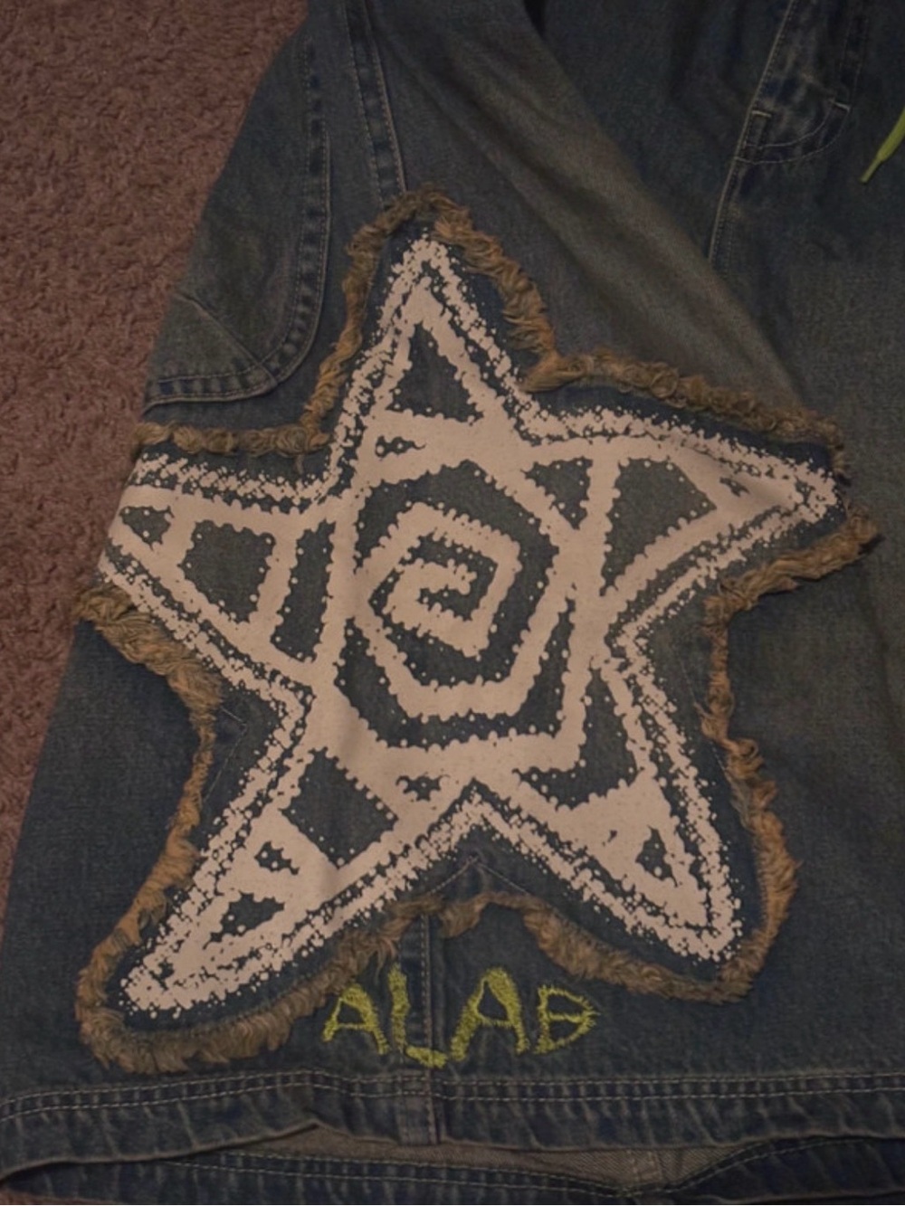 Men's Blue Denim Jean Shorts with White Star Patch